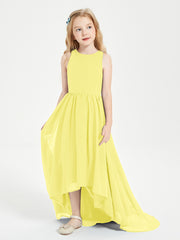 Exquisite Asymmetrical Junior Bridesmaid Dresses Scoop Neck Lemon