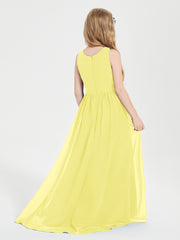 Exquisite Asymmetrical Junior Bridesmaid Dresses Scoop Neck Lemon
