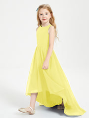 Exquisite Asymmetrical Junior Bridesmaid Dresses Scoop Neck Lemon
