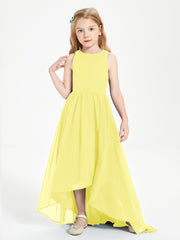 Exquisite Asymmetrical Junior Bridesmaid Dresses Scoop Neck Lemon