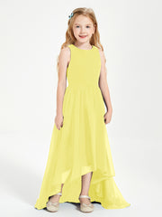 Exquisite Asymmetrical Junior Bridesmaid Dresses Scoop Neck Lemon