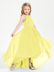 Exquisite Asymmetrical Junior Bridesmaid Dresses Scoop Neck Lemon