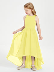 Exquisite Asymmetrical Junior Bridesmaid Dresses Scoop Neck Lemon