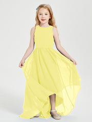 Exquisite Asymmetrical Junior Bridesmaid Dresses Scoop Neck Lemon