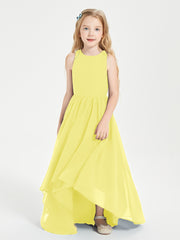 Exquisite Asymmetrical Junior Bridesmaid Dresses Scoop Neck Lemon