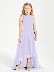 Exquisite Asymmetrical Junior Bridesmaid Dresses Scoop Neck Lilac