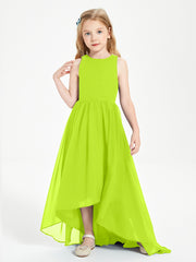 Exquisite Asymmetrical Junior Bridesmaid Dresses Scoop Neck Lime Green