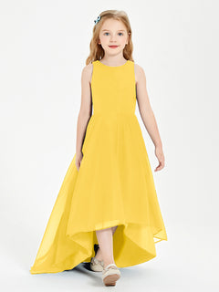 Exquisite Asymmetrical Junior Bridesmaid Dresses Scoop Neck Marigold