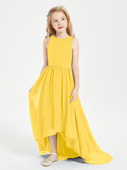 Exquisite Asymmetrical Junior Bridesmaid Dresses Scoop Neck Marigold