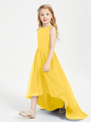 Exquisite Asymmetrical Junior Bridesmaid Dresses Scoop Neck Marigold