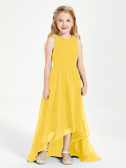 Exquisite Asymmetrical Junior Bridesmaid Dresses Scoop Neck Marigold