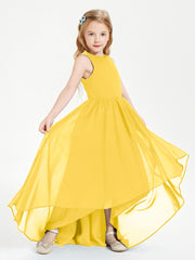 Exquisite Asymmetrical Junior Bridesmaid Dresses Scoop Neck Marigold