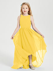 Exquisite Asymmetrical Junior Bridesmaid Dresses Scoop Neck Marigold