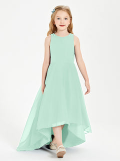 Exquisite Asymmetrical Junior Bridesmaid Dresses Scoop Neck Mint Green