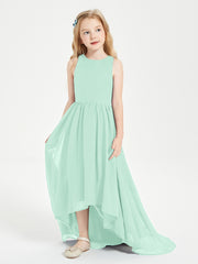 Exquisite Asymmetrical Junior Bridesmaid Dresses Scoop Neck Mint Green
