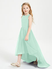 Exquisite Asymmetrical Junior Bridesmaid Dresses Scoop Neck Mint Green