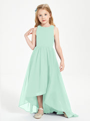 Exquisite Asymmetrical Junior Bridesmaid Dresses Scoop Neck Mint Green