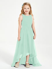 Exquisite Asymmetrical Junior Bridesmaid Dresses Scoop Neck Mint Green