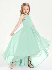 Exquisite Asymmetrical Junior Bridesmaid Dresses Scoop Neck Mint Green