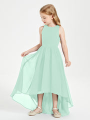 Exquisite Asymmetrical Junior Bridesmaid Dresses Scoop Neck Mint Green