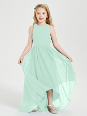 Exquisite Asymmetrical Junior Bridesmaid Dresses Scoop Neck Mint Green