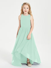 Exquisite Asymmetrical Junior Bridesmaid Dresses Scoop Neck Mint Green