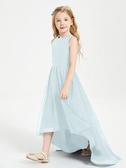 Exquisite Asymmetrical Junior Bridesmaid Dresses Scoop Neck Mist