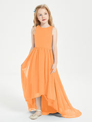 Exquisite Asymmetrical Junior Bridesmaid Dresses Scoop Neck Orange