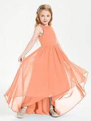 Exquisite Asymmetrical Junior Bridesmaid Dresses Scoop Neck Papaya