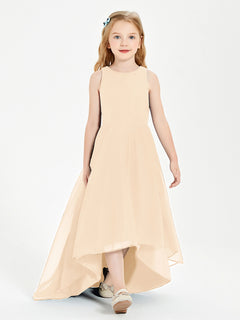 Exquisite Asymmetrical Junior Bridesmaid Dresses Scoop Neck Peach