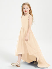 Exquisite Asymmetrical Junior Bridesmaid Dresses Scoop Neck Peach