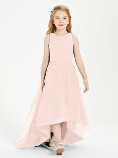 Exquisite Asymmetrical Junior Bridesmaid Dresses Scoop Neck Pearl Pink