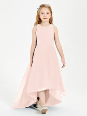 Exquisite Asymmetrical Junior Bridesmaid Dresses Scoop Neck Pearl Pink