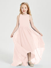 Exquisite Asymmetrical Junior Bridesmaid Dresses Scoop Neck Pearl Pink