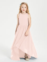 Exquisite Asymmetrical Junior Bridesmaid Dresses Scoop Neck Pearl Pink