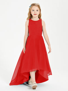 Exquisite Asymmetrical Junior Bridesmaid Dresses Scoop Neck Red