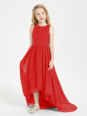 Exquisite Asymmetrical Junior Bridesmaid Dresses Scoop Neck Red