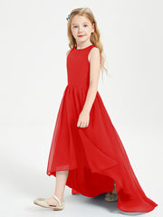 Exquisite Asymmetrical Junior Bridesmaid Dresses Scoop Neck Red