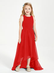 Exquisite Asymmetrical Junior Bridesmaid Dresses Scoop Neck Red