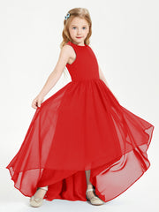 Exquisite Asymmetrical Junior Bridesmaid Dresses Scoop Neck Red