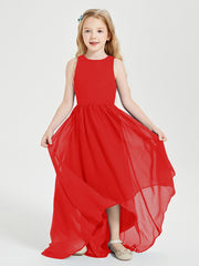 Exquisite Asymmetrical Junior Bridesmaid Dresses Scoop Neck Red