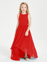 Exquisite Asymmetrical Junior Bridesmaid Dresses Scoop Neck Red