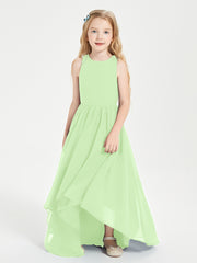 Exquisite Asymmetrical Junior Bridesmaid Dresses Scoop Neck Sage