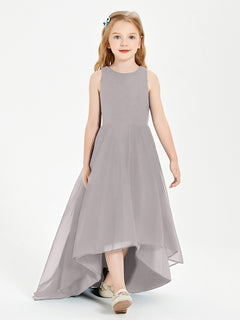 Exquisite Asymmetrical Junior Bridesmaid Dresses Scoop Neck Silver