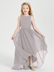 Exquisite Asymmetrical Junior Bridesmaid Dresses Scoop Neck Silver