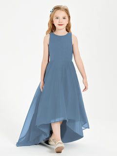 Exquisite Asymmetrical Junior Bridesmaid Dresses Scoop Neck Slate Blue