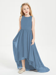 Exquisite Asymmetrical Junior Bridesmaid Dresses Scoop Neck Slate Blue