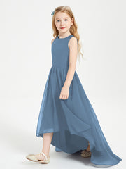 Exquisite Asymmetrical Junior Bridesmaid Dresses Scoop Neck Slate Blue