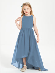 Exquisite Asymmetrical Junior Bridesmaid Dresses Scoop Neck Slate Blue