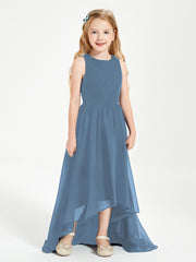 Exquisite Asymmetrical Junior Bridesmaid Dresses Scoop Neck Slate Blue